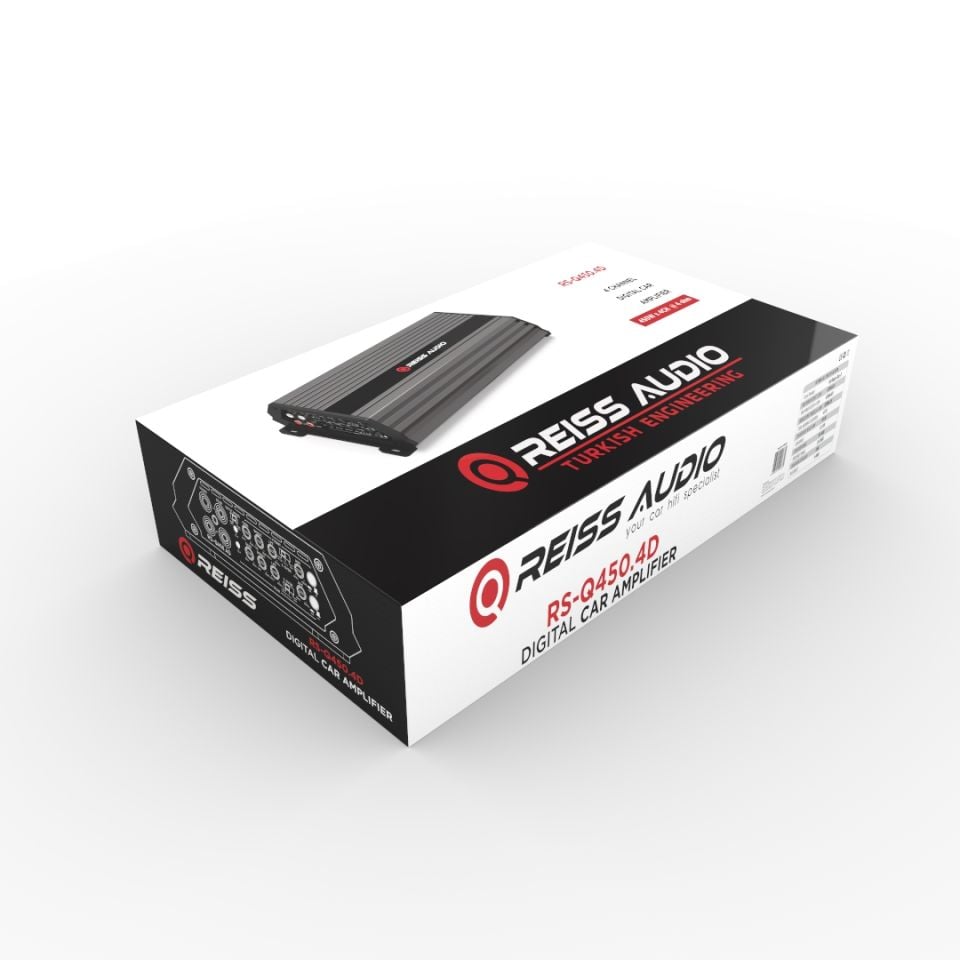 Reiss Audio RS-Q450.4D 4KANAL PROFESYONEL OTO AMFİ ANFİ 2 OHM 675W X 4CH-4 OHM 450W X 4CH-1350W X 2CH 4ohm