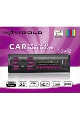 Navigold DS-462 Çift USB Girişli Bluetooth Oto Teyp Araba Teybi Sd Aux Teyp Amfi Çıkışlı Kumandalı RGB IŞIKLI