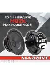 Massive Ms-m8zk Çifti 800wat-300w Rms 20 Cm Premimum Oto Midrange Hoparlör Metal Kapaklı 1takım/2adet