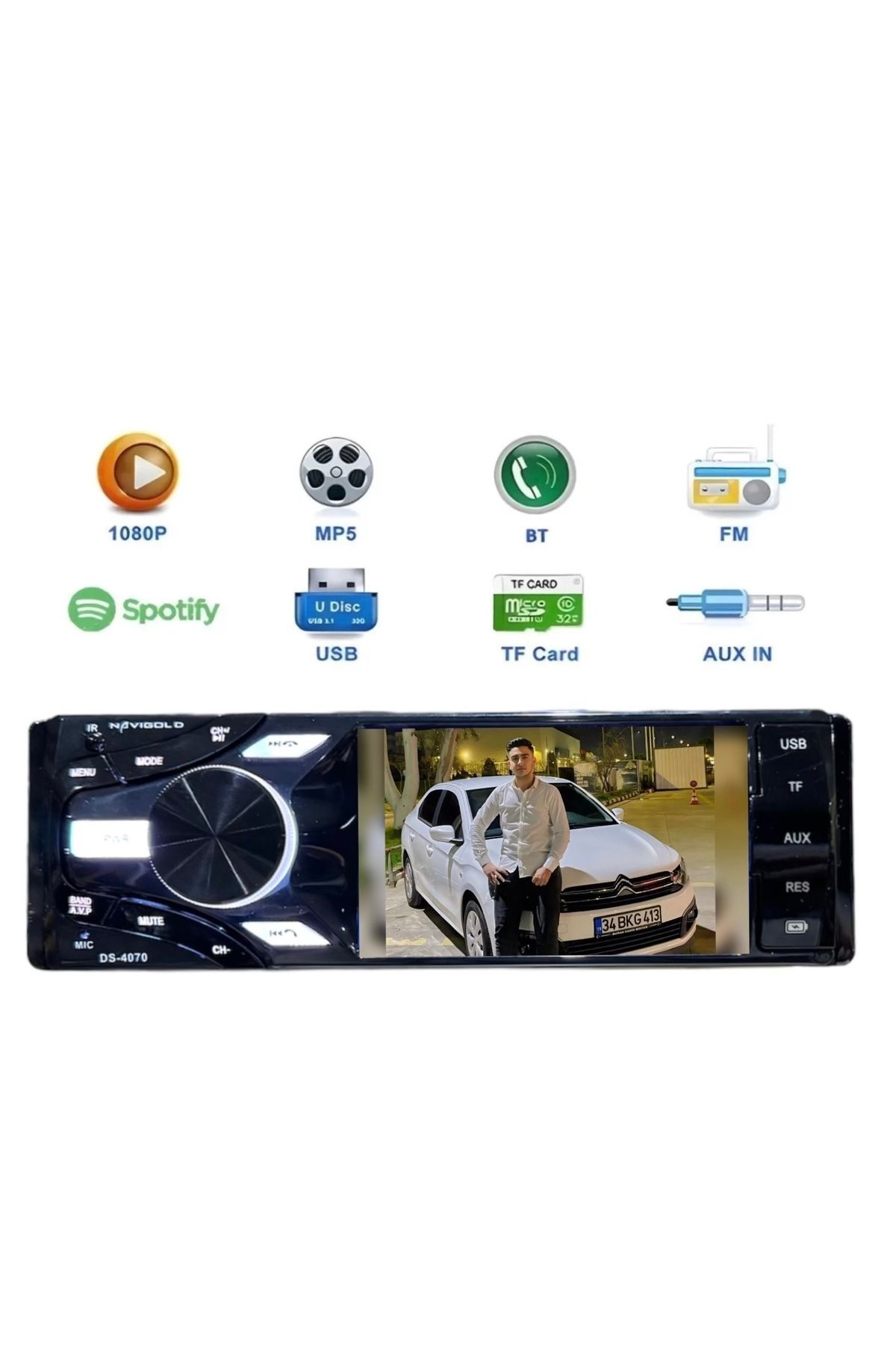 Navigold Ds-4070 Araba Oto Teyp Ekranlı Bluetooth-mp5-mp4-usb-sd Kamerasız