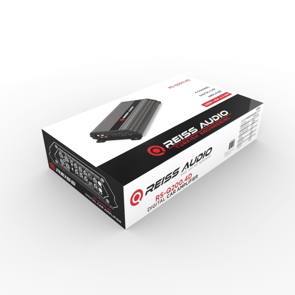 Reiss Audio Rs-Q200.4d 4kanal Profesyonel Oto Amfi Anfi 2 Ohm 300w X 4ch-4 Ohm 200w X 4ch--600w X 2ch 4ohm