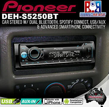 Pioneer Deh-s5250bt Çift Amfi Çift Bt/usb/aux/cd Spotify Oto Teyp