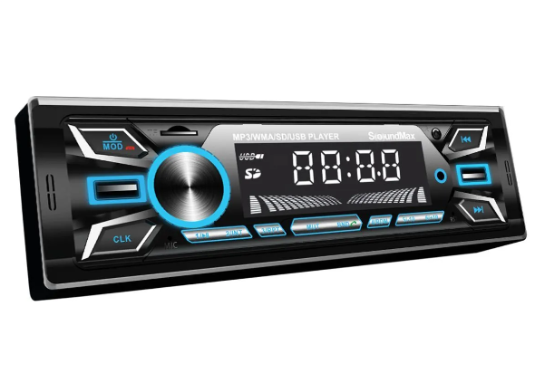 Soundmax MX6G Çift Usb Rgb Led SD Bluetooth Radyo Çift Anfi Çıkışlı Hızlı Şarj Oto Teyp