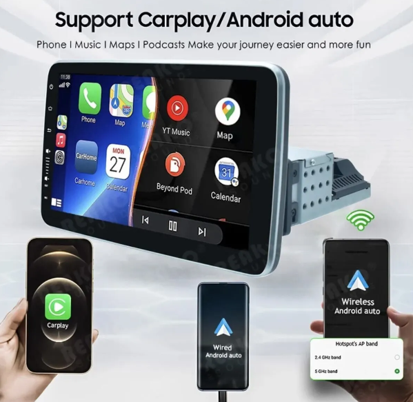 Navigold Oynar Kafa 4/64gb Android Tek Din 10\'\'inch Oto Araba Multimedya Teyp Car Play-usb-gps-wifi Kamera