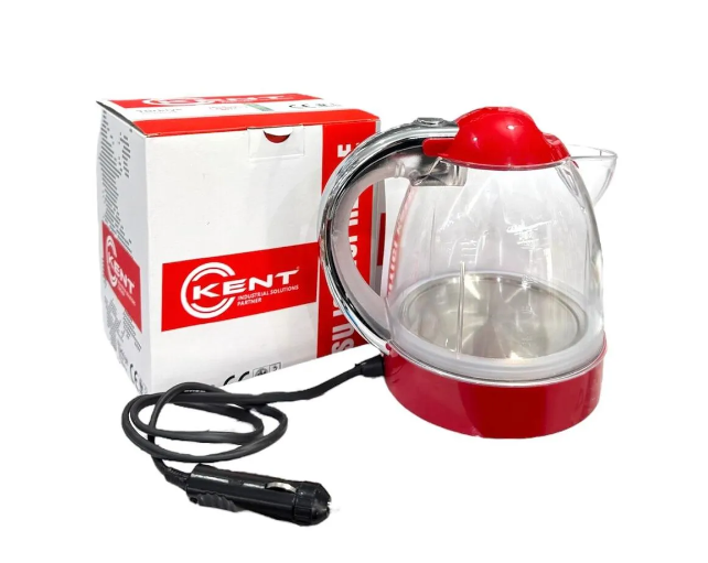 Kent 24 Volt 1litre Oto Su Isıtıcı 24v Kettle Büyük Boy Ketil Termostatlı Işıklı Yeni Seri Kırmızı