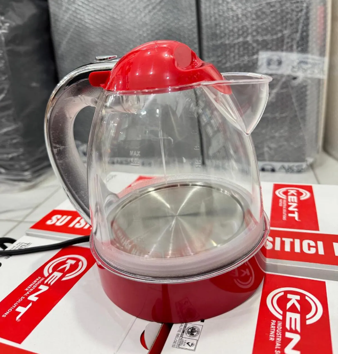 Kent 24 Volt 1litre Oto Su Isıtıcı 24v Kettle Büyük Boy Ketil Termostatlı Işıklı Yeni Seri Kırmızı
