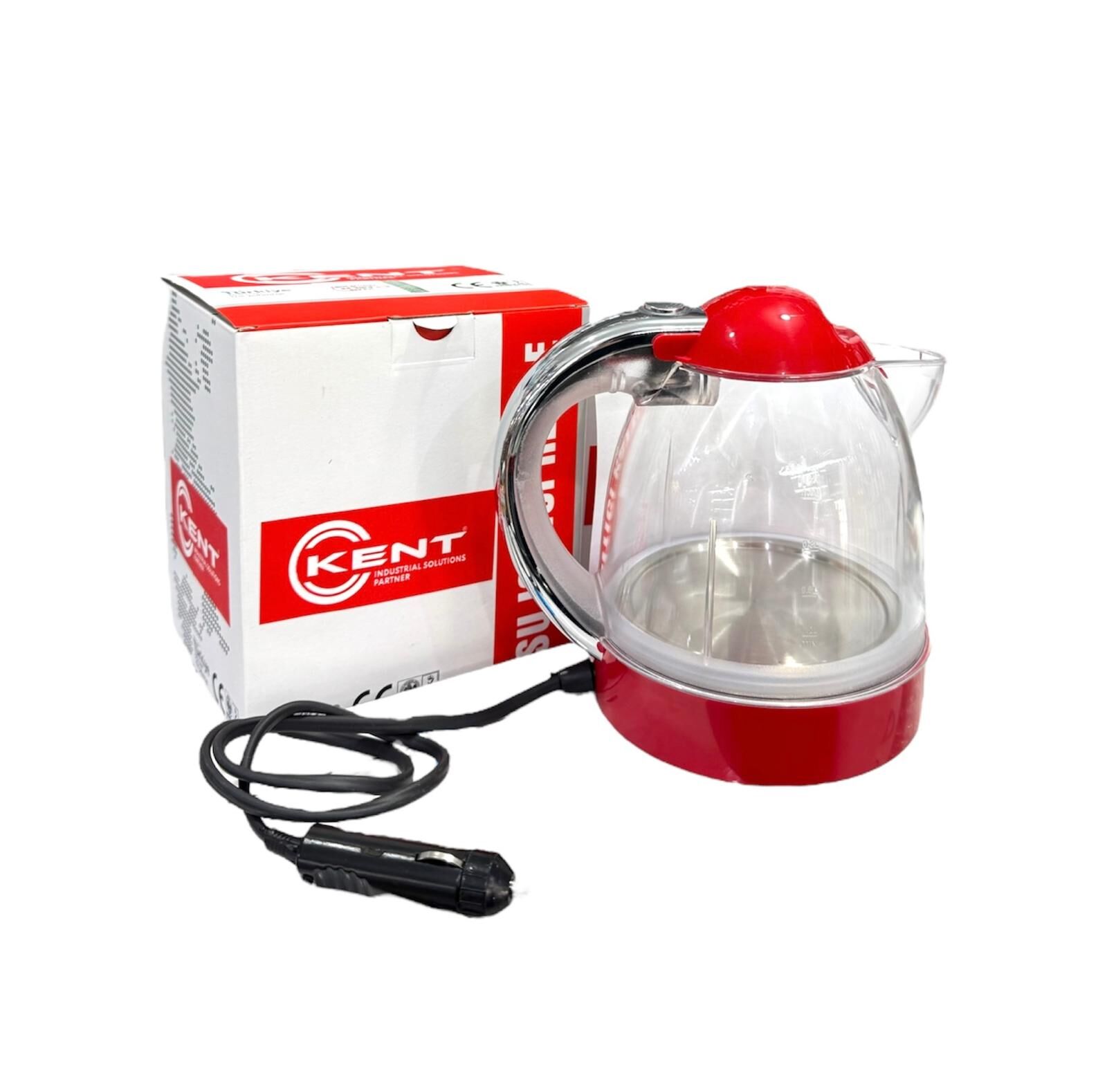 Kent 12 Volt 1litre Oto Su Isıtıcı 12v Kettle Büyük Boy Ketil Termostatlı Işıklı Kırmızı