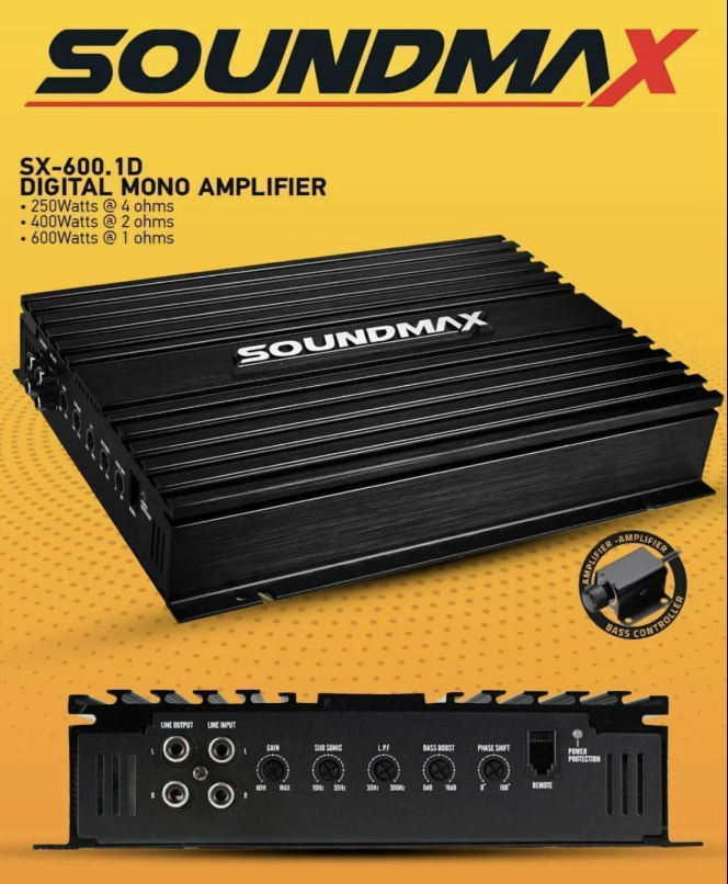Soundmax Sx-600.1d Mono Amfibas Amfisi 4000w Bas Kontrollü