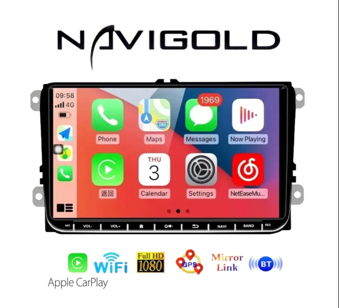 Navigold Vw 9'' inch 4/64gb Volkswagen-Seat-Skoda andriod car playli oto multimedya kamera hediye
