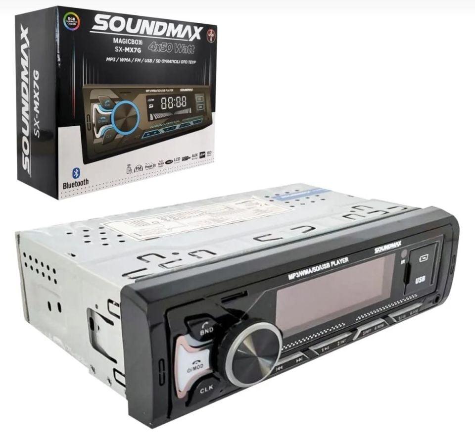 Sx-MX7G 2amfi Çıkışlı Profesyonel Araba Oto Teyp Bluetooth-Çift Usb-sd-aux yeni model 7 tuş rengi