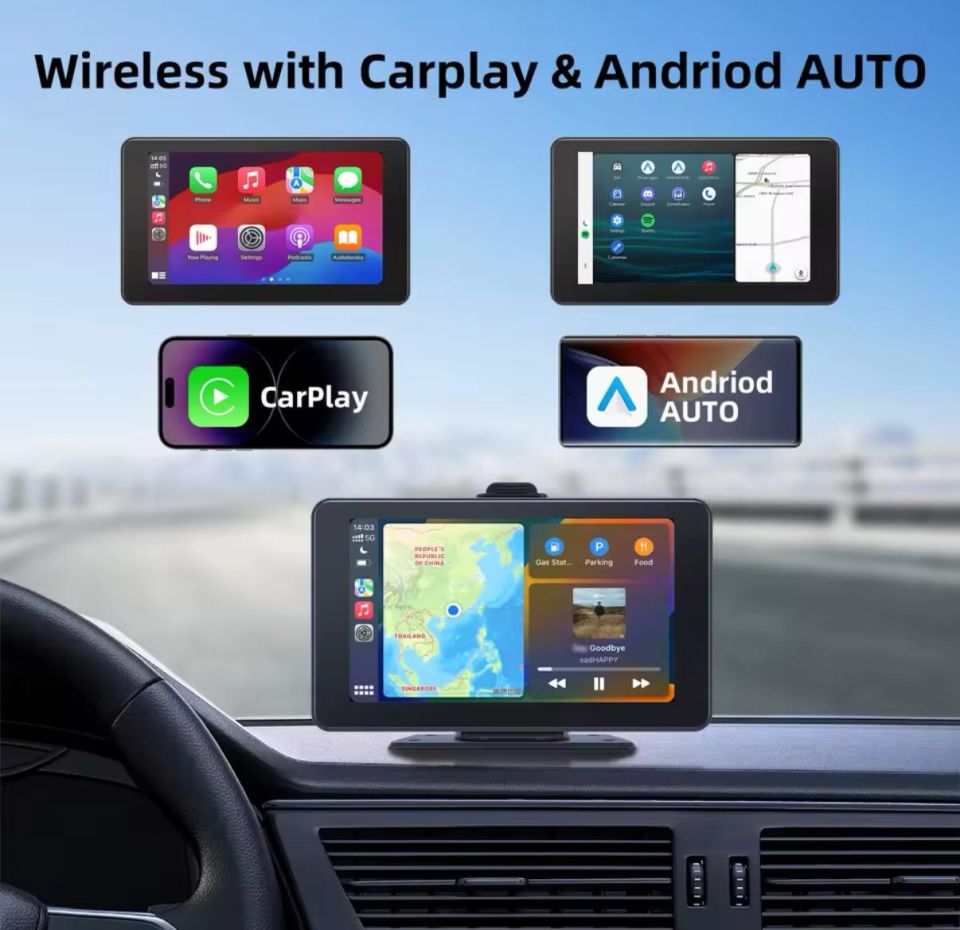 navigold Aks-702 Kablosuz Carplay Android Auto tak çalıştır 7İnç Çift Kameralı kayıt yapar Multimedya