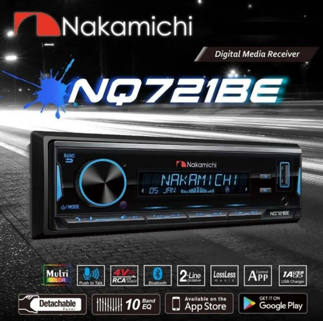 Nakamichi Nq721be Rgb Ekran 2amfi 4volt Rca Çıkışlı Profesyonel Oto Teyp Rgb Işıklı Bluetooth-usb-kumanda