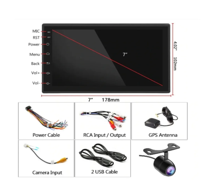 Navigold Stonex Ngs-740 4ram/64gb Android Ince Ayarlanabilir Kasa 7inç Oto Multimedya Teyp Car Playli-usb-wifi