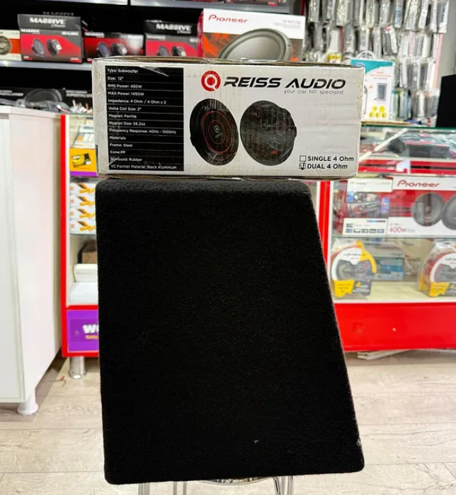 Reiss Audio Rs-SL12 Çift Bobin Mini bas L Port Kabinli 1450Wat 450W Rms 30 Cm mini slim Subwoofer Bas