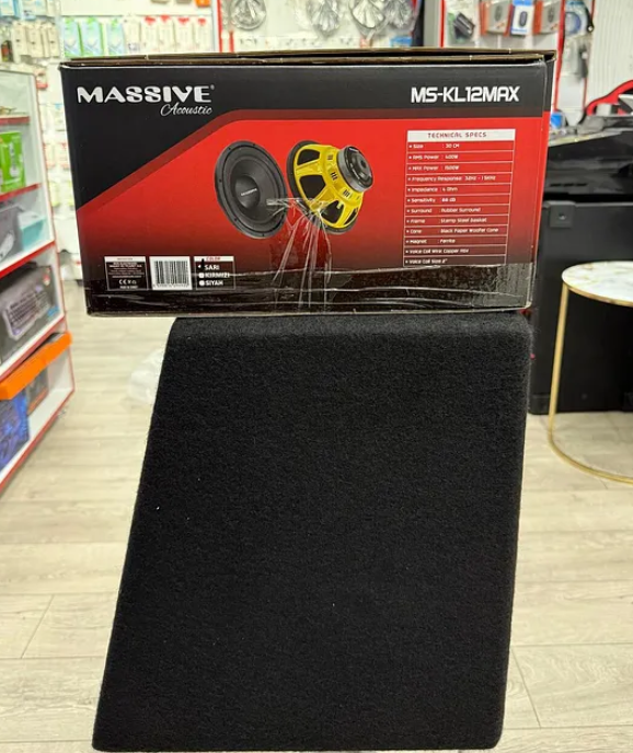 Massive Ms-KL12Max L Port Mini Kare Kabinli 30 Cm Subwoofer Bas 1500Wat 400W Rms bufır