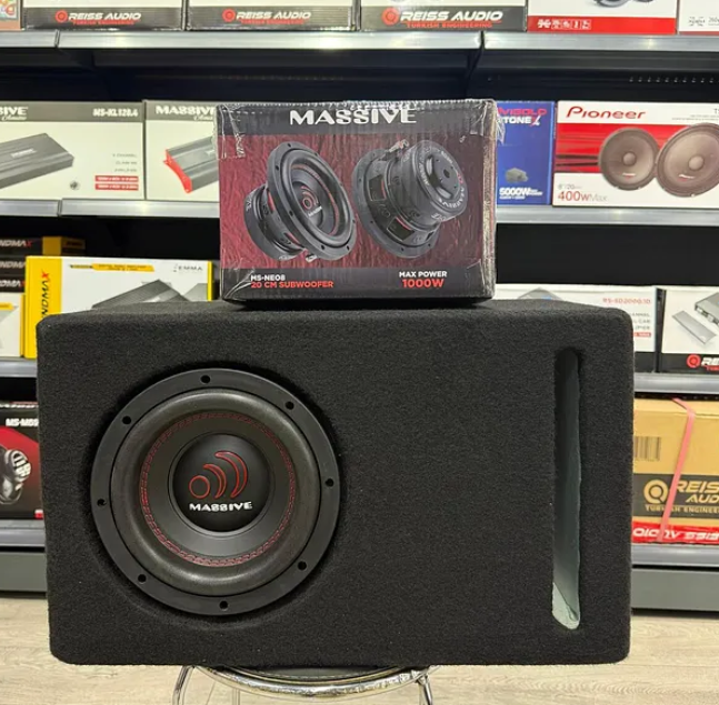 Massive Ms-NEO8 Yer Kaplamaz L Port Kabinli 1000Wat 300W Rms 20 Cm Subwoofer minik dev Bas