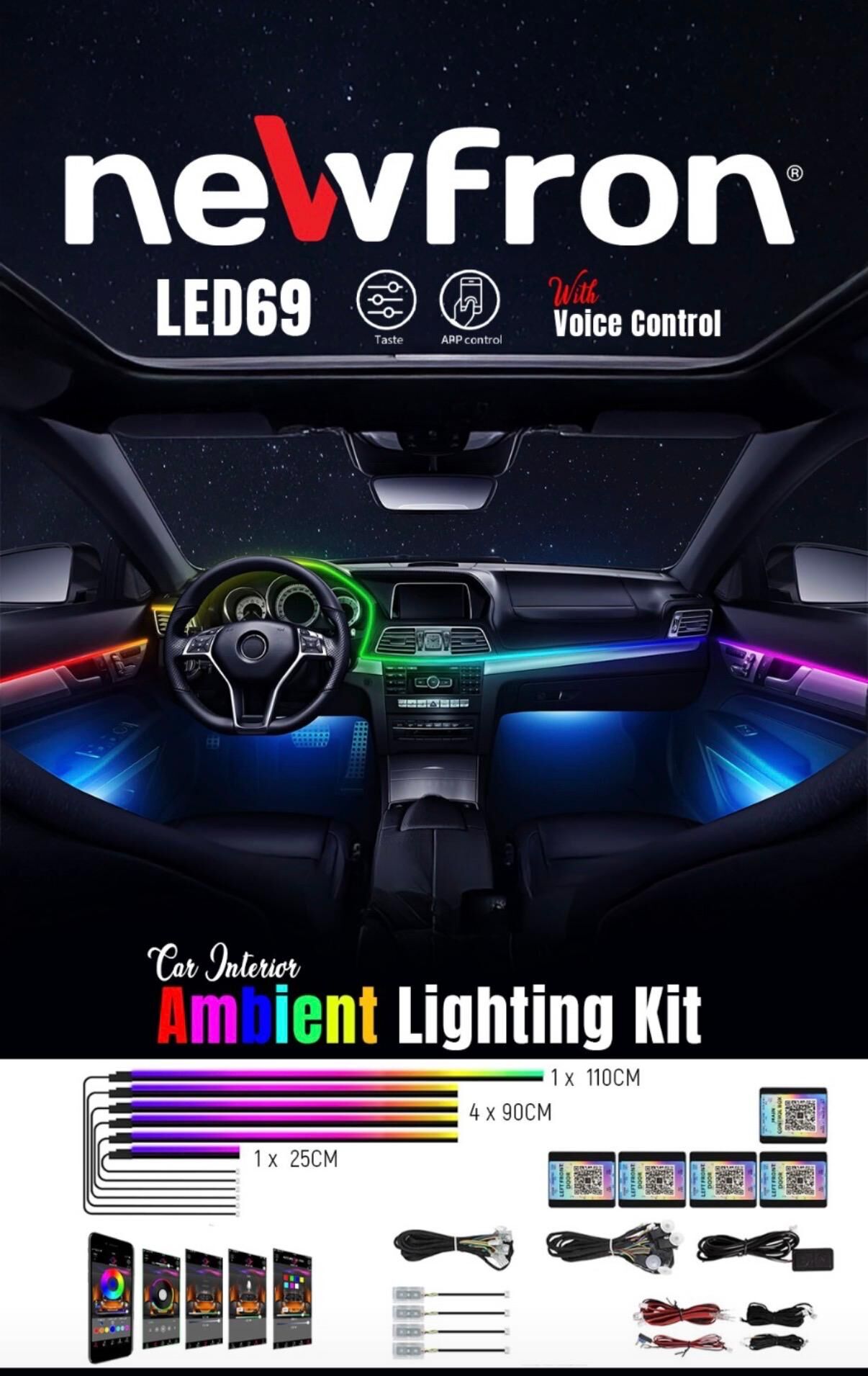 newfron Nf-led69 Araç Içi Ambiyans Neon Led Aydınlatma 64renk