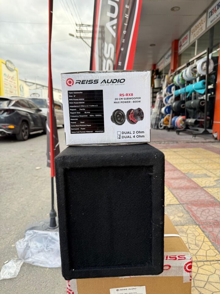 Rs-RX8 L Port Kabinli 800wat 400 Rms 20cm Subwoofer Bas Çift Bobin