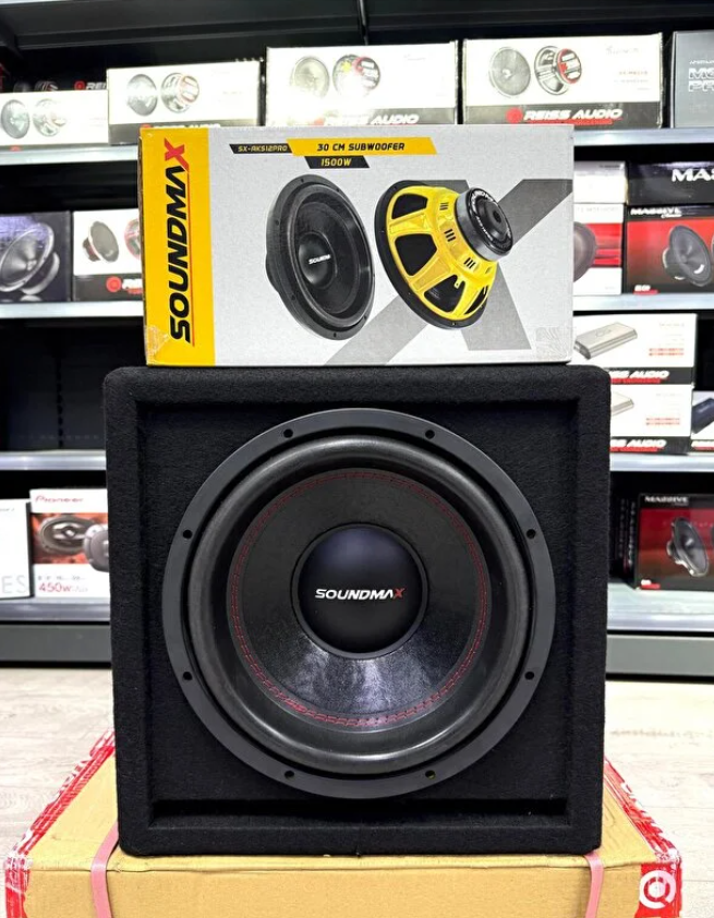 Soundmax Sx-AKS12 Pro Mini L Port Kabinli Profesyonel Pro Seri 1500Wat 400W Rms 30 Cm Subwoofer Bas