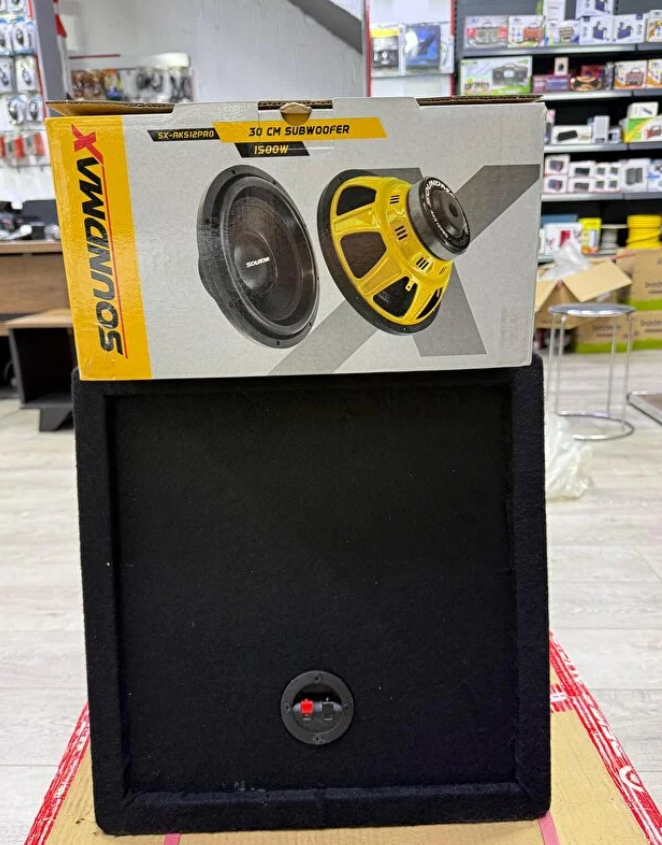 Soundmax Sx-AKS12 Pro Mini L Port Kabinli Profesyonel Pro Seri 1500Wat 400W Rms 30 Cm Subwoofer Bas