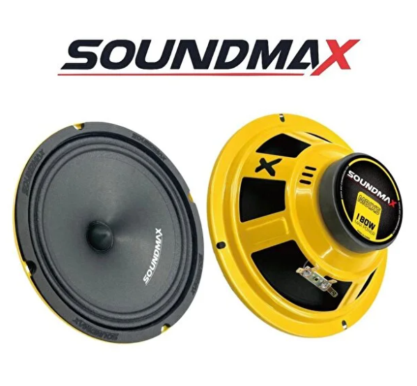Soundmax Sx-M81XS Çifti 360wat-180w Rms 20CM Slim Mıknatıs Oto Midrange Hoparlör