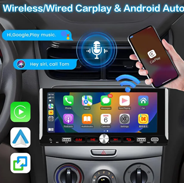 Mehter Aks-690 4/64gb Android İnce Kasa Mini Ekran 6''inch Tek DİN Oto Multimedya Teyp Car Play-usb-gps-wifi Kamer