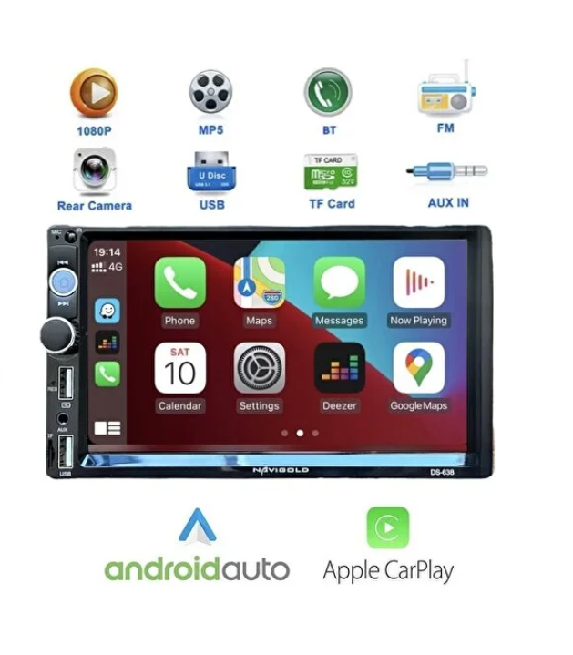 Navigold Ds-7250 Car Playli Double Teyp (ANDROİD DEGİL)uyumlu 7'' Inch Bluetooth- Çift Usb 4x55w Kamera