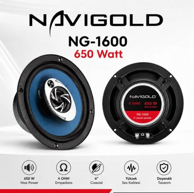 Mehter Navigold Ng-1600 Çifti 1300 Watt 16 Cm Araba Oto Hoparlör Tweeter'lı Kutu Içeriği 2 Adet